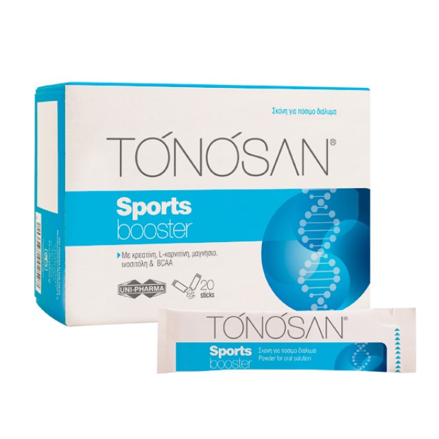 Uni Pharma Tonosan Sports Booster Συμπλήρωμα Διατροφής με Κρεατίνη, L-καρνιτίνη, Mαγνήσιο, Iνοσιτόλη & BCAA 20 Φακελίσκοι