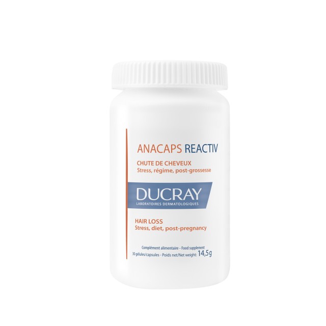 Ducray Anacaps Reactiv Food Supplement Stimulates Hair Growth 30 Capsules