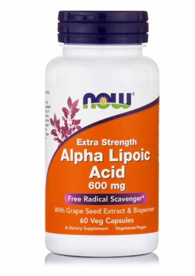 Now Foods Alpha Lipoic Acid 600mg Συμπλήρωμα Διατροφής Αντιοξειδωτικών 60 Φυτικές Κάψουλες