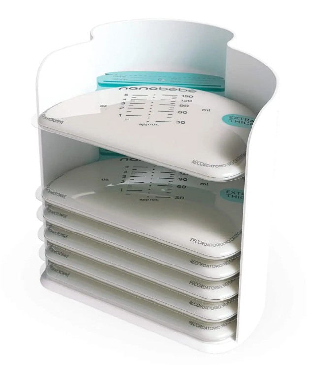 Nanobebe Breast Milk Bags Σακούλες Αποθήκευσης Γάλακτος 25 Τεμάχια των 150ml & Οργανωτής Αποθήκευσης για τα Σακουλάκια 1 Τεμάχιο