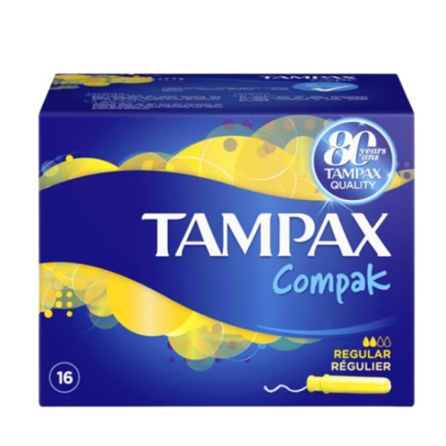 Tampax Compak Regular Ταμπόν με Απλικατέρ για Κανονική Ροή 16 Τεμάχια