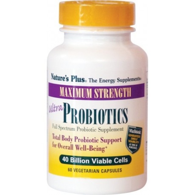 Natures Plus Ultra Probiotics Προβιοτικό Για Το Γαστρεντερικό Σύστημα και για την Εξισορρόπηση της Εντερικής Χλωρίδας, 60 Κάψουλες