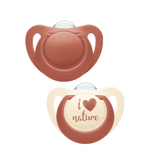 Nuk For Nature Πιπίλες Σιλικόνης για 0-6m+ με Κρίκο Χρώμα:Kόκκινο-Μπεζ …