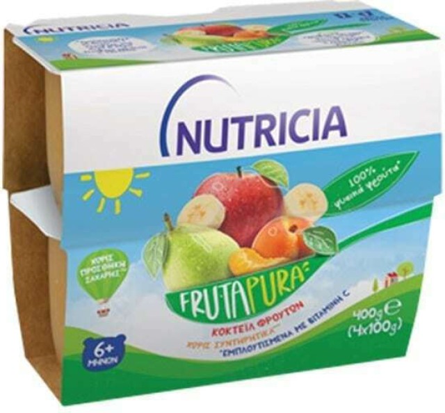 Nutricia FrutaPura Κοκτέιλ Φρούτων για 6m+ 4 Φρούτα 4x100gr