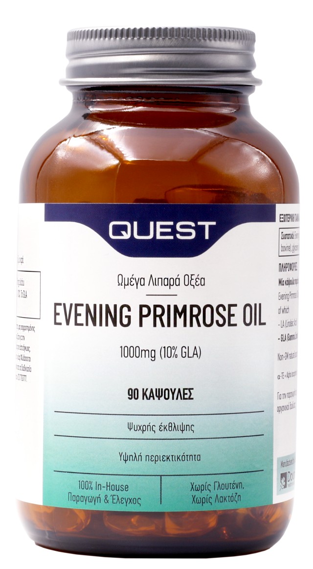 Quest Evening Primrose Oil 1000mg (10% GLA) Ωμέγα 3 Λιπαρά Οξέα 90 Κάψουλες