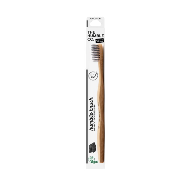 The Humble Co. Bamboo Toothbrush Adult Charcoal Infused Soft Οδοντόβουρτσα Ενηλίκων από Μπαμπού με Ενεργό Άνθρακα Μαλακή 1 Τεμάχιο