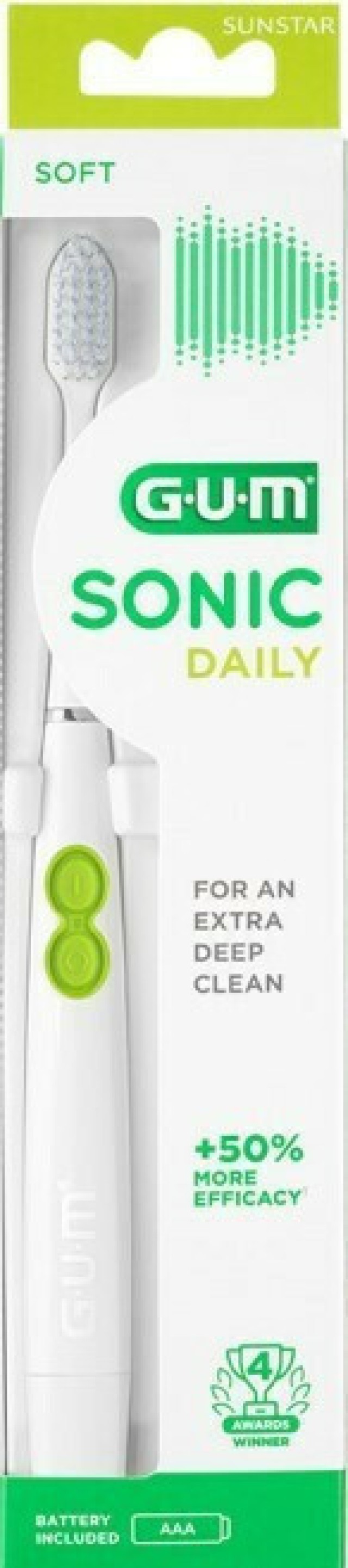 Gum Sonic Daily Soft 4100 Οδοντόβουρτσα Μαλακή Χρώμα:Λευκό με Μπαταρία 1 Τεμάχιο