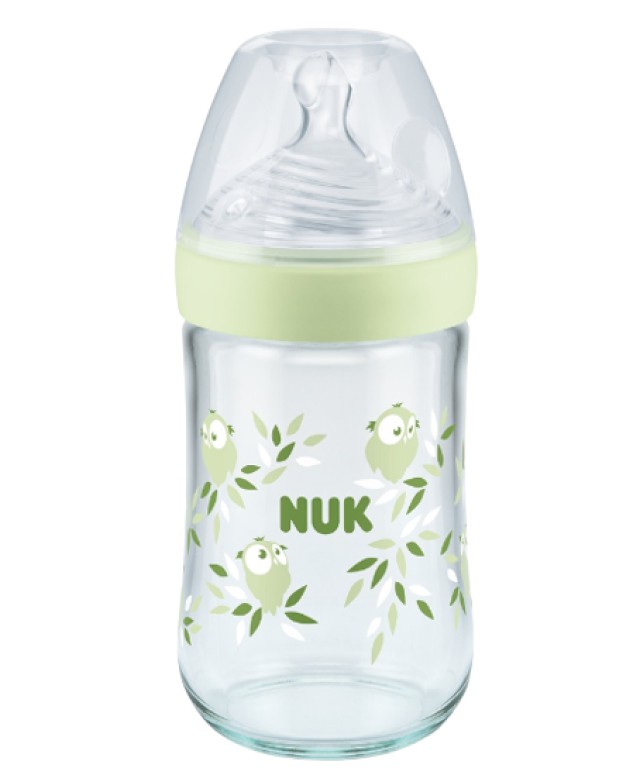 Nuk Nature Sense Even Softer Series για 0-6m+ Λαχανί Γυάλινο Μπιμπερό …