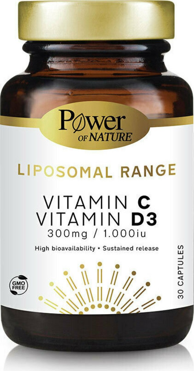 Power Health Power Of Nature Liposomal Range Vitamin C 300mg & Vitamin D3 1000iu Συμπλήρωμα Διατροφής για την Ενίσχυση του Ανοσοποιητικού Συστήματος 30 Κάψουλες