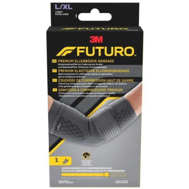 3M Futuro Premium Compression Elbow Sleeve Περιαγκωνίδα Συμπίεσης Μέγεθος:L/XL Γκρι Σκούρο 1 Τεμάχιο [49007]