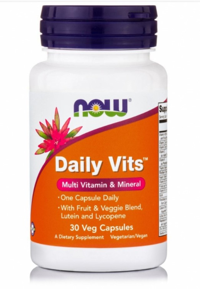 Now Foods Daily Vits Multi Συμπλήρωμα Διατροφής Πολυβιταμινών 30 Φυτικές Κάψουλες