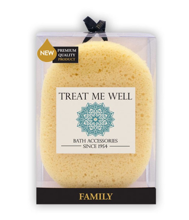 Treat me Well Family XL Bath Shower & Sponge Οβάλ Σφουγγάρι Κίτρινου Χρώματος 1 Τεμάχιο