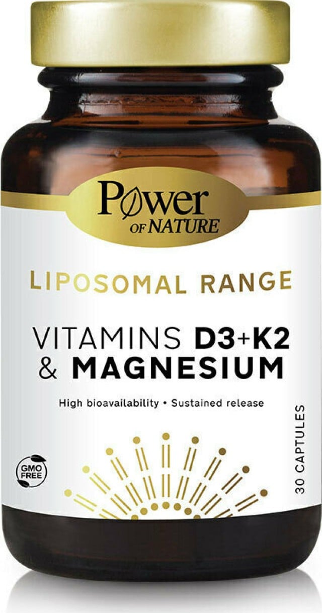 Power Health Power Of Nature Liposomal Range Vitamins D3 & K2 & Magnesium Συμπλήρωμα Διατροφής για την Υγεία των Οστών και των Μυών 30 Κάψουλες