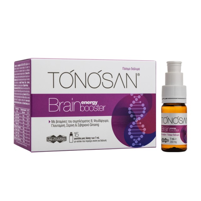 Uni Pharma Tonosan Brain Energy Booster για την Ενίσχυση της Πνευματικής Απόδοσης και Μνήμης 15 Φιαλίδια x 7ml