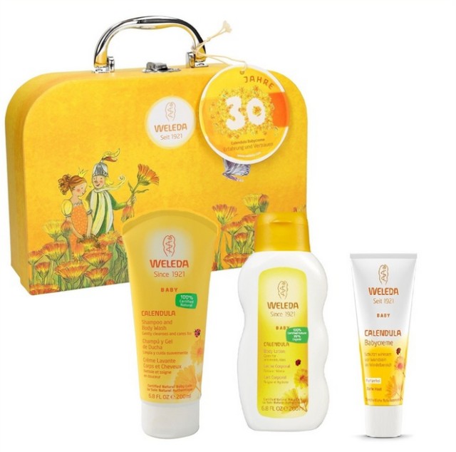 Weleda PROMO Βαλιτσάκι με Σαμπουάν & Αφρόλουτρο Καλέντουλας 200ml, Κρέμα Καλέντουλας για την Αλλαγή Πάνας 75ml, Λάδι Περιποίησης Καλέντουλας 200ml