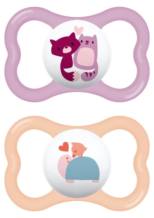 Mam Air Ορθοδοντική Πιπίλα Σιλικόνης για 16m+ με Θήκη Μωβ / Σομόν 2 Τε …