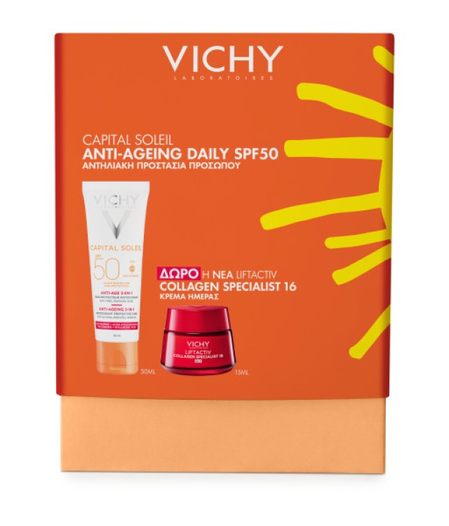 Vichy PROMO Capital Soleil Anti-Ageing 3 σε 1 SPF50 Αντηλιακή Κρέμα Πρ …