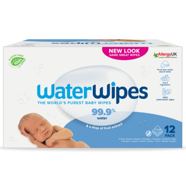WaterWipes 100% Plastic Free Monthly Pack Άοσμα Μωρομάντηλα με 99,9% Ν &hellip;