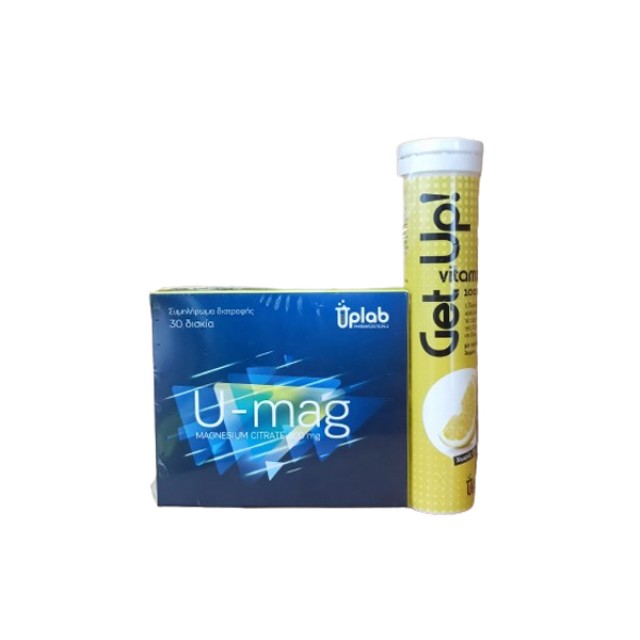 Uplab PROMO U-mag Magnesium Citrate 300mg 30 Δισκία + Get Up Vitamin C 1000mg Λεμόνι 20 Αναβράζοντα Δισκία