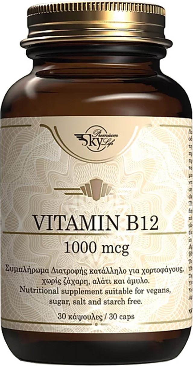 Sky Premium Life Vitamin B12 1000mcg Συμπλήρωμα Διατροφής με Φολικό Οξύ 60 Κάψουλες