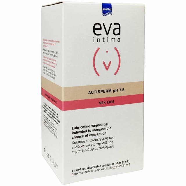 Intermed Eva Actisperm Ph 7,2 Sex Life Gel για την Ευαίσθητη Περιοχή 6 Προγεμισμένοι Εφαρμοστές x 5ml