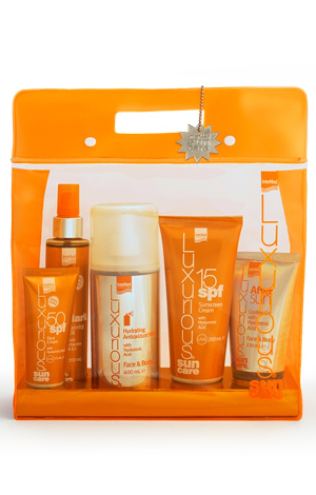 Intermed Luxurious PROMO Sun Medium Pack SPF15 (Πακέτο Αντιηλιακών) 5τμχ  1) Sun Care Face Cream 50 SPF / 75ml  2) Sun Care Bοdy Cream 15 SPF / 200ml 3)  Sun Care Dark Tanning Oil / 200ml  4) Sun Care After Sun  / 150ml 5) Sun Care Face & Body Mist  / 400