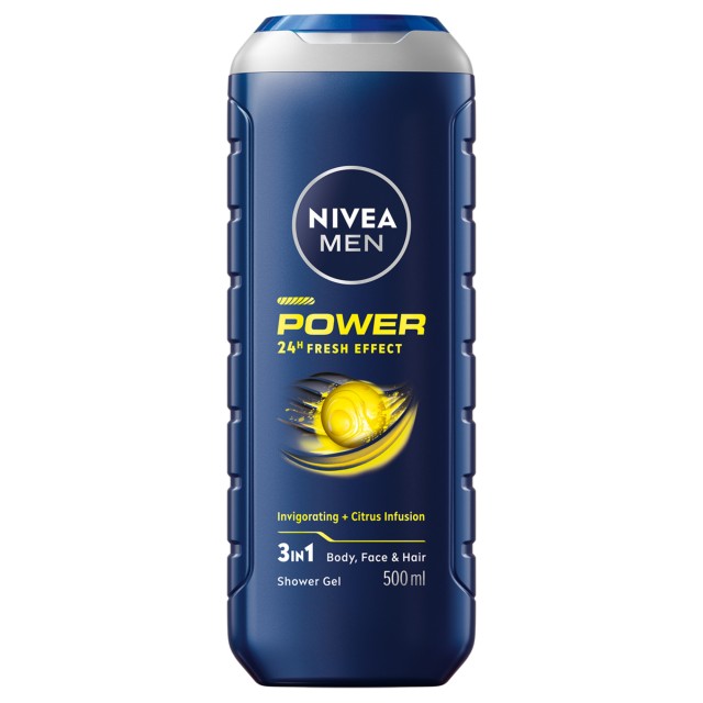 Nivea Men Power Refresh Shower Gel Ανδρικό Αφρόλουτρο με Κίτρο 500ml