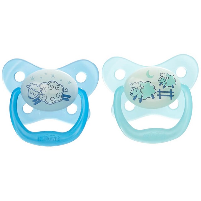 Dr. Browns Prevent Ορθοδοντικές Πιπίλες Σιλικόνης Νυκτός 0-6m+ Για Αγό …