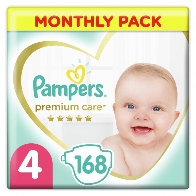 Pampers Premium Care Μέγεθος 4 [9-14kg] Monthly Pack 168 Πάνες
