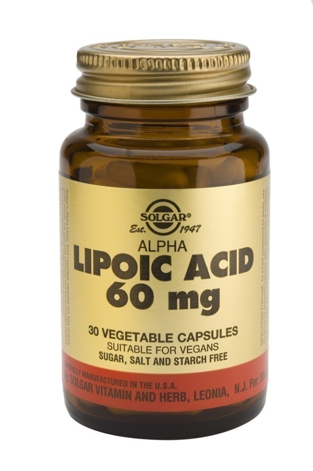 Solgar Alpha Lipoic Acid 60mg Συμπλήρωμα Διατροφής Άλφα-Λιποϊκού Οξέος 30 φυτικές κάψουλες