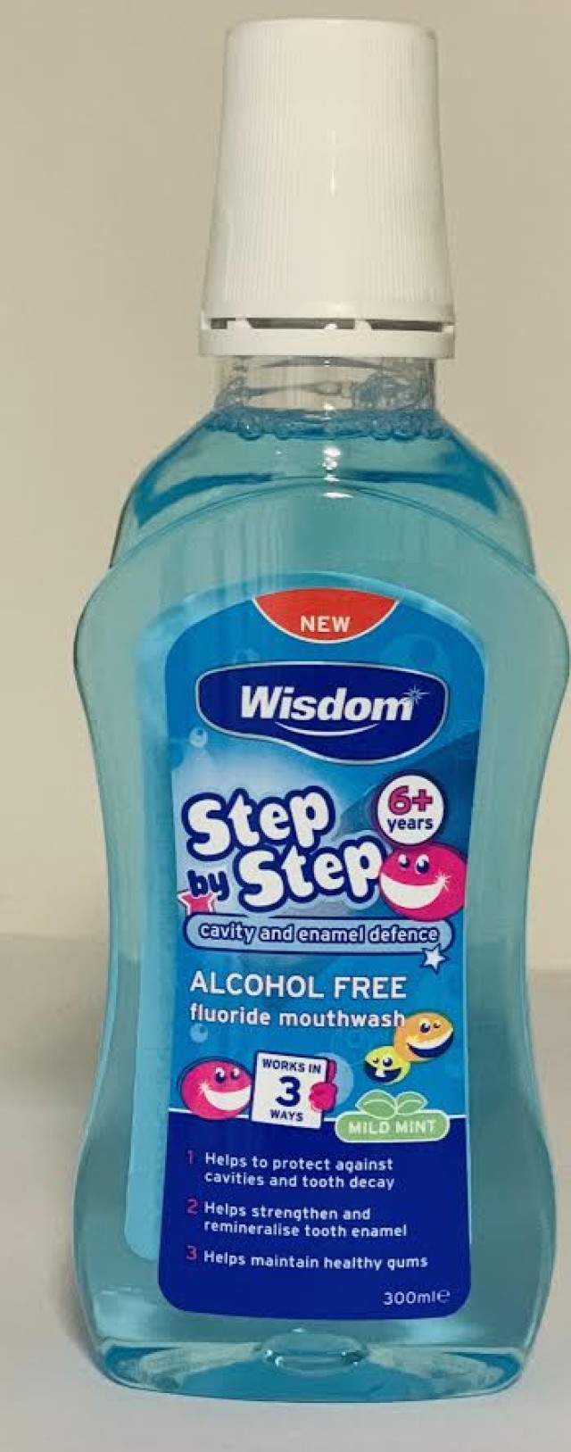 Wisdom Step By Step Mouthwash Παιδικό Στοματικό Διάλυμα Με Ήπια Γεύση Μέντας  6 Ετών+  300ml