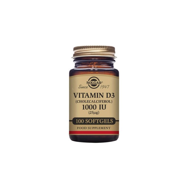 Solgar Vitamin D3 1000IU Συμπλήρωμα Διατροφής για τα Οστά και τις Αρθρώσεις 100 Μαλακές Κάψουλες