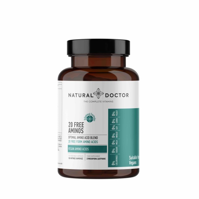 Natural Doctor 20 Free Aminos Vegan Amino Acids Συμπλήρωμα Διατροφής Αμινοξέων 120 Φυτικές Κάψουλες