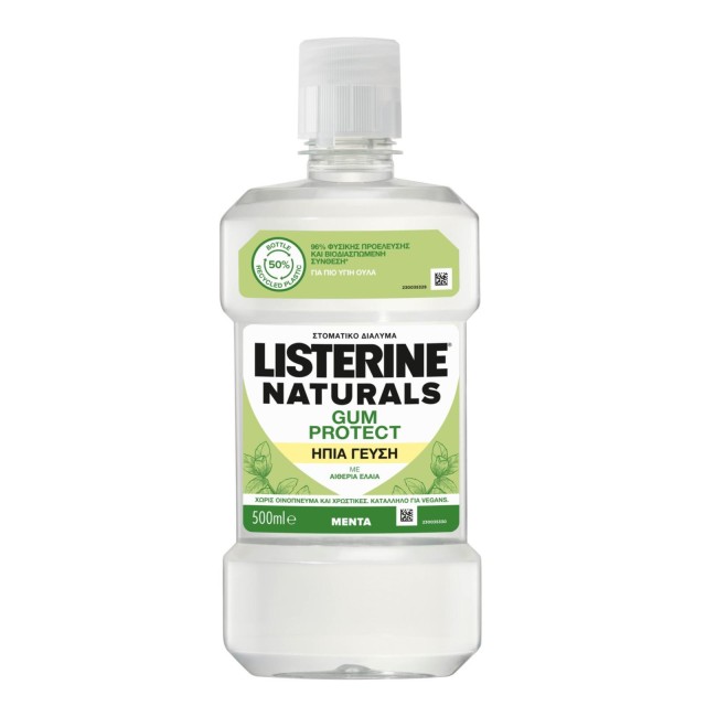 Listerine® Naturals Gum Protect Στοματικό Διάλυμα με Ήπια Γεύση Μέντας και Αιθέρια Έλαια 500ml