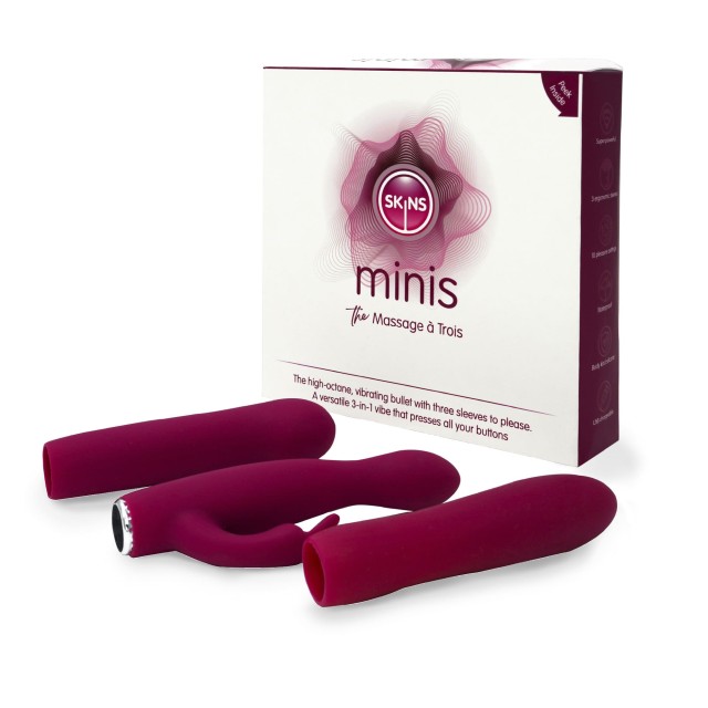 Skins Minis Massage Trois Σετ Δονητών 3 σε 1 με τρία Εναλλάξιμα Καλύμμ &hellip;