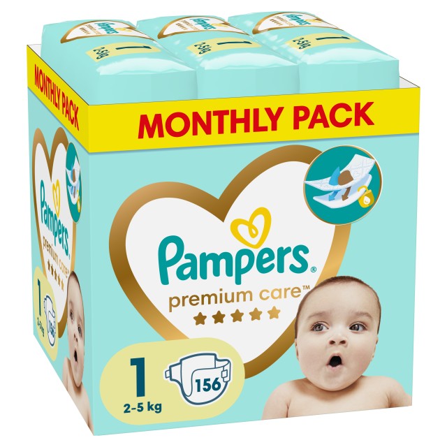 Pampers Premium Care Μέγεθος 1 [2-5kg] 156 Πάνες του Μήνα MSB