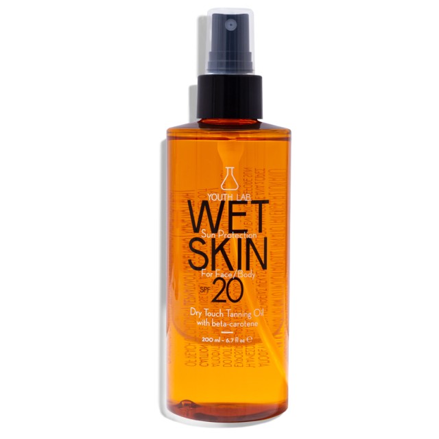 Youth Lab Wet Skin SPF20 Face & Body Dry Touch Tanning Oil Dry Oil with Tanning Activator Face & Body 200ml