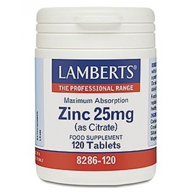 Lamberts Zinc Citrate 25mg Συμπλήρωμα Διατροφής με Ψευδάργυρο 120 Ταμπ …