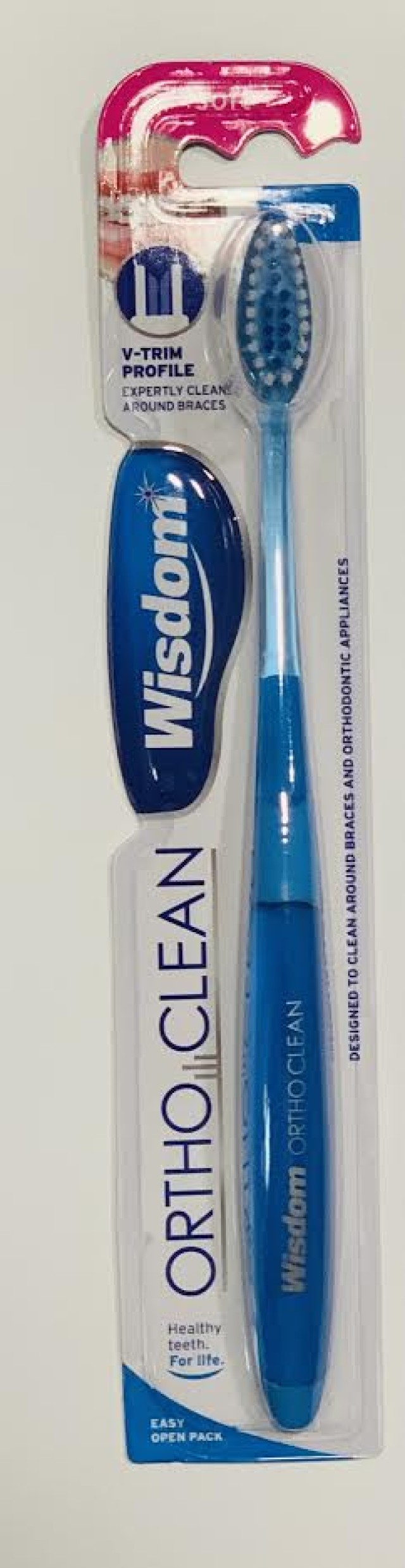 Wisdom Ortho Clean Toothbrush Soft Οδοντόβουρτσα Μαλακή Χρώματα:Μπλέ -Φούξια 1 Τεμάχιο