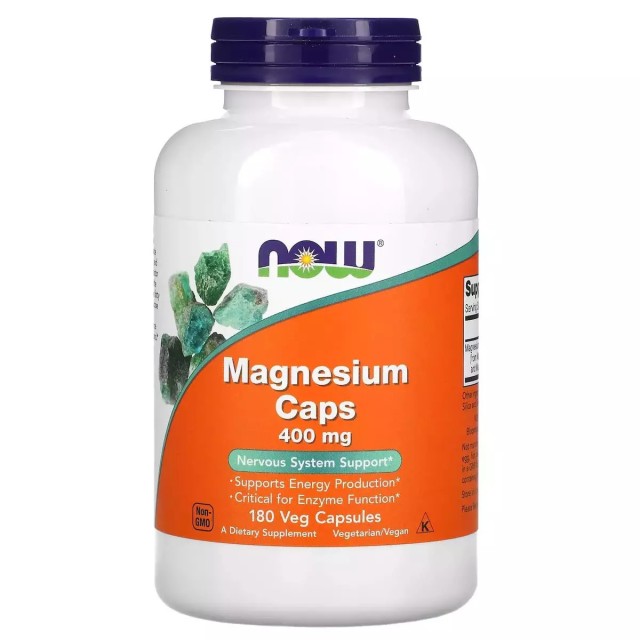 Now Foods Magnesium 400mg για την Παραγωγή Ενέργειας & του Μεταβολισμού 180 Φυτικές Κάψουλες