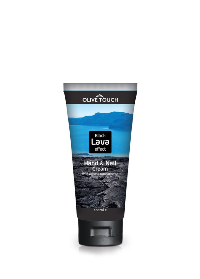Olive Touch Black Lava Effect Hand & Nail Cream Ενυδατική Κρέμα Χεριών με Ηφαιστειακή Λάβα 100ml