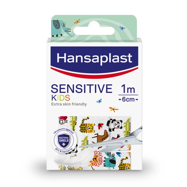 Hansaplast Sensitive Kids Animals Παιδικό Υποαλλεργικό Αυτοκόλλητο Ρολό Επίθεμα με Σχέδια Ζωάκια 1m x 6cm