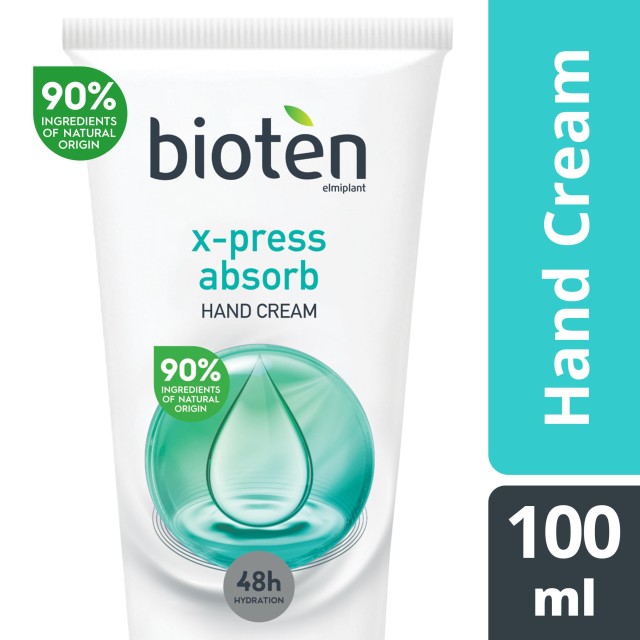 Bioten Hand Cream Xpress Absorb Κρέμα Χεριών για Άμεση Ενυδάτωση & Γρήγορη Απορρόφηση με Αλόη και Σύμπλεγμα Βιταμινών 100ml