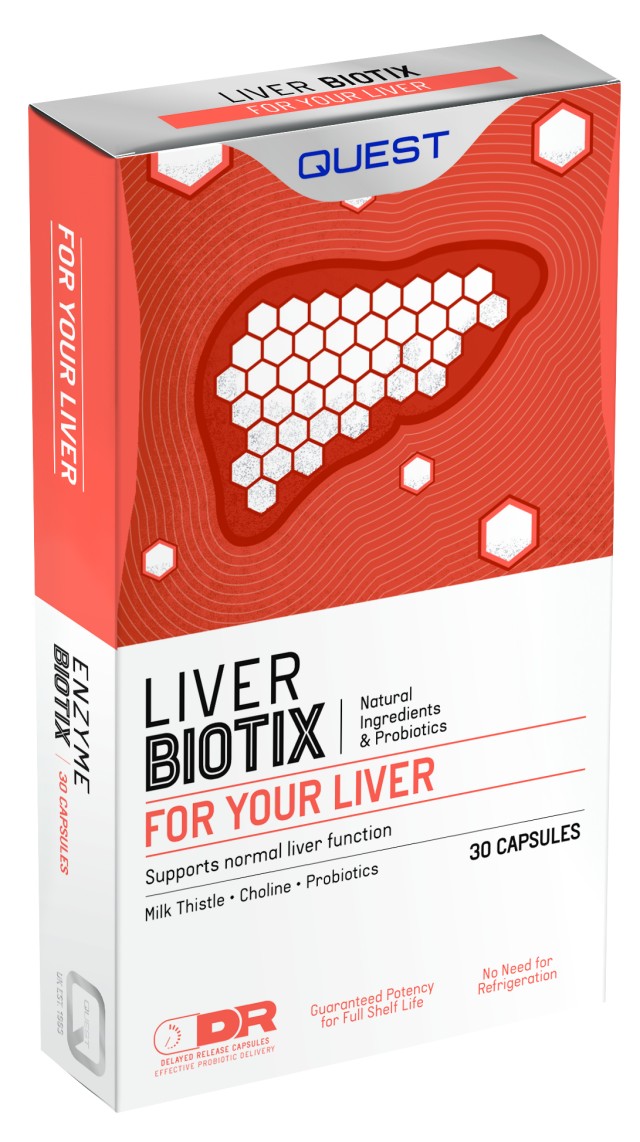 Quest Liver Biotix Συμπλήρωμα Διατροφής για την Καλή Λειτουργία του Συκωτιού 30 Κάψουλες