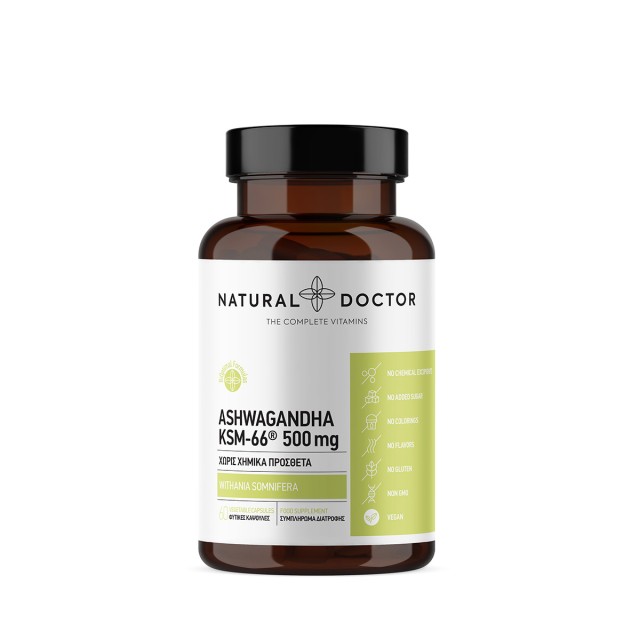 Natural Doctor Ashwagandha KSM-66 500mg για το Άγχος 60 Φυτικές Κάψουλ …