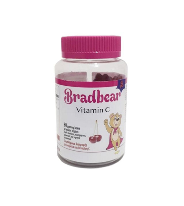 Bradex Bradbear Vitamin C  Συμπλήρωμα Διατροφής για Παιδιά με Βιταμίνη C και Ασερόλα 60 μασώμενα ζελεδάκια