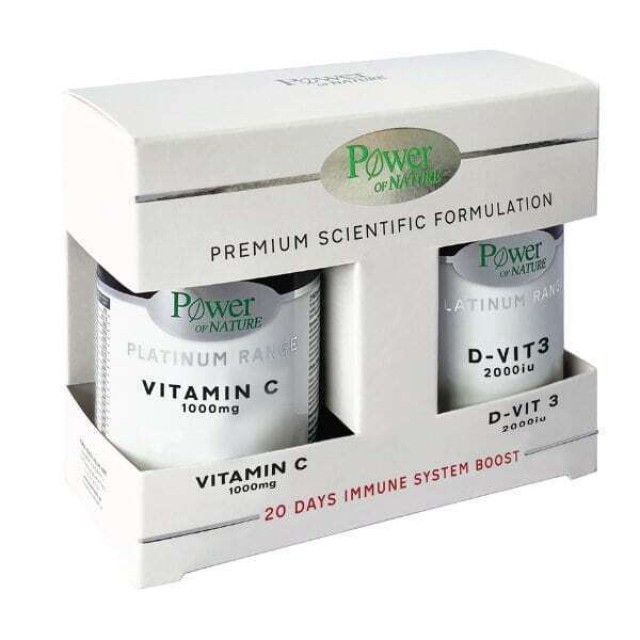Power of Nature PROMO Vitamin C 1000mg Συμπλήρωμα Διατροφής για το Ανοσοποιητικό Σύστημα 20 Ταμπλέτες - D Vitamin 3 2000IU 20 Ταμπλέτες
