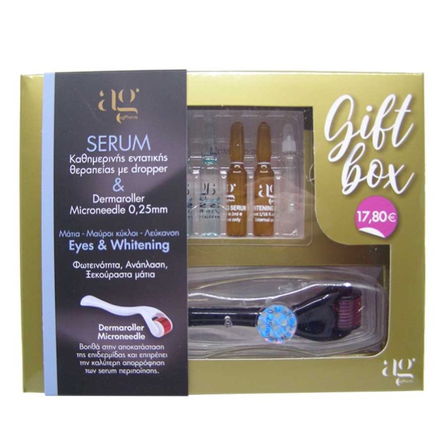 Ag Pharm PROMO Serum Eyes & Whitening Daily Treatment with Eye Dropper - Dark Circles - Face Whitening 5x2ml - FREE Dermaroller Microneedle 0.25mm