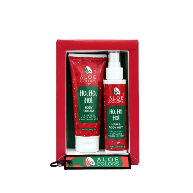 Aloe Colors Ho Ho Ho Gift Set Body Cream Ενυδατική Κρέμα Σώματος 100ml - Hair & Body Mist Ενυδάτωσης για Μαλλιά - Σώμα 100ml - ΔΩΡΟ Μπρελόκ Χρωματιστό