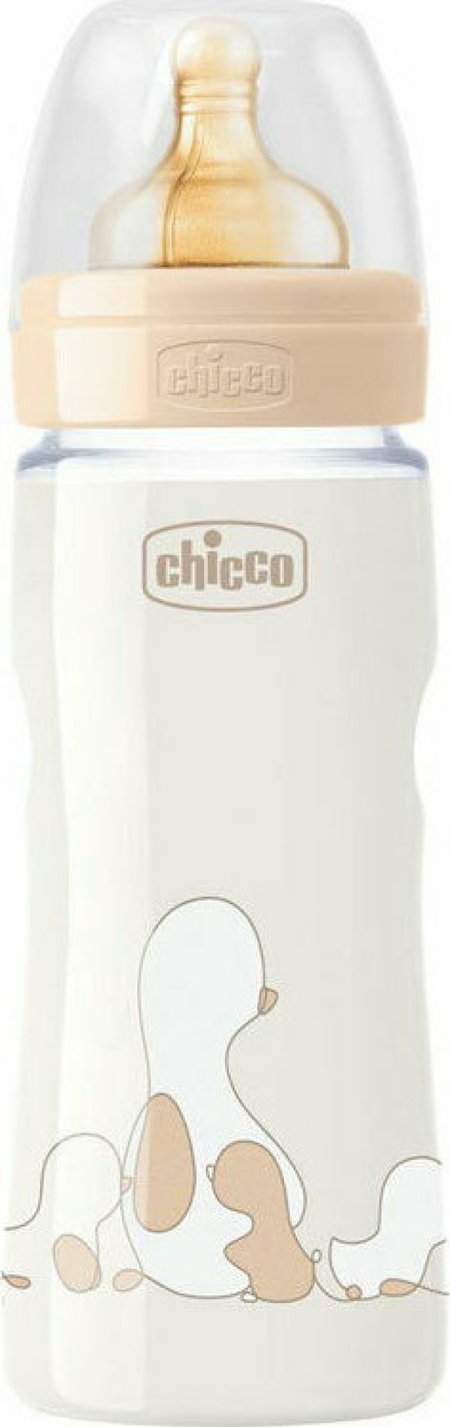Chicco Unisex Original Touch Πλαστικό Μπιμπερό Μπεζ με Θηλή Καουτσούκ Ρυθμιζόμενης Ροής και Αντικολικό Σύστημα για 4m+ 330ml